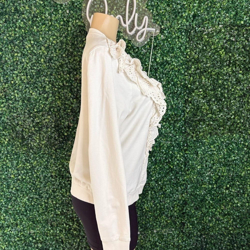 Boden Cream Ruffle Sweatshirt - Picture 5 of 7